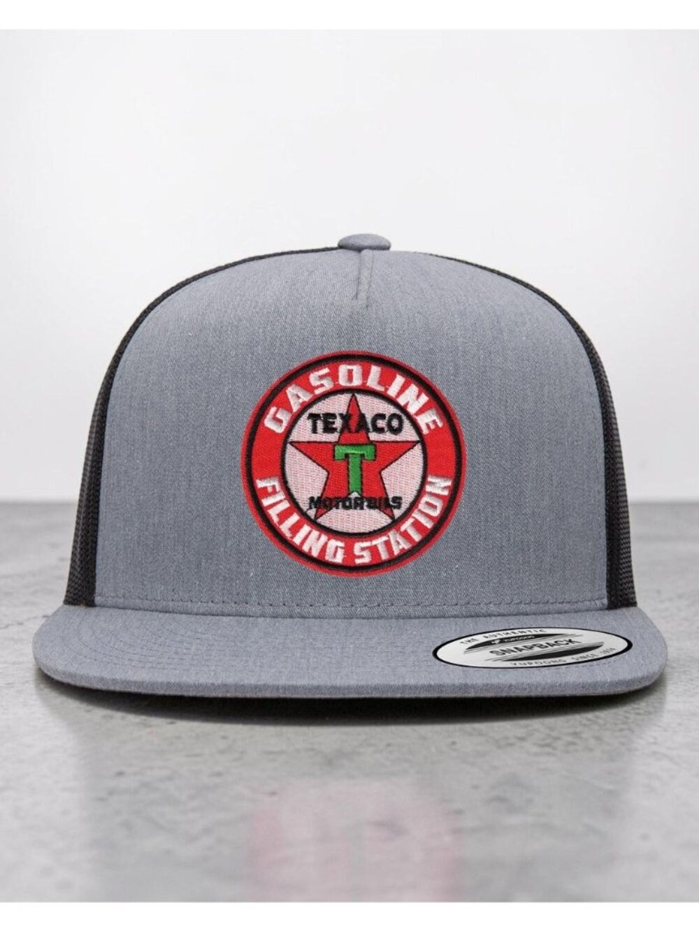 Texaco Gas Station YP Classics 6006 Flat Bill Trucker Mesh Back Snapback grey/bl